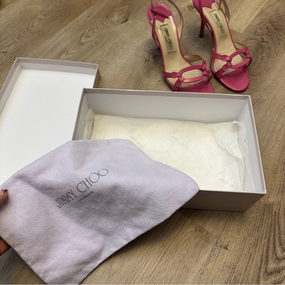 Jimmy Choo Jude Fuchsia Open-Toe Sandal Heels - Picture 10 of 12